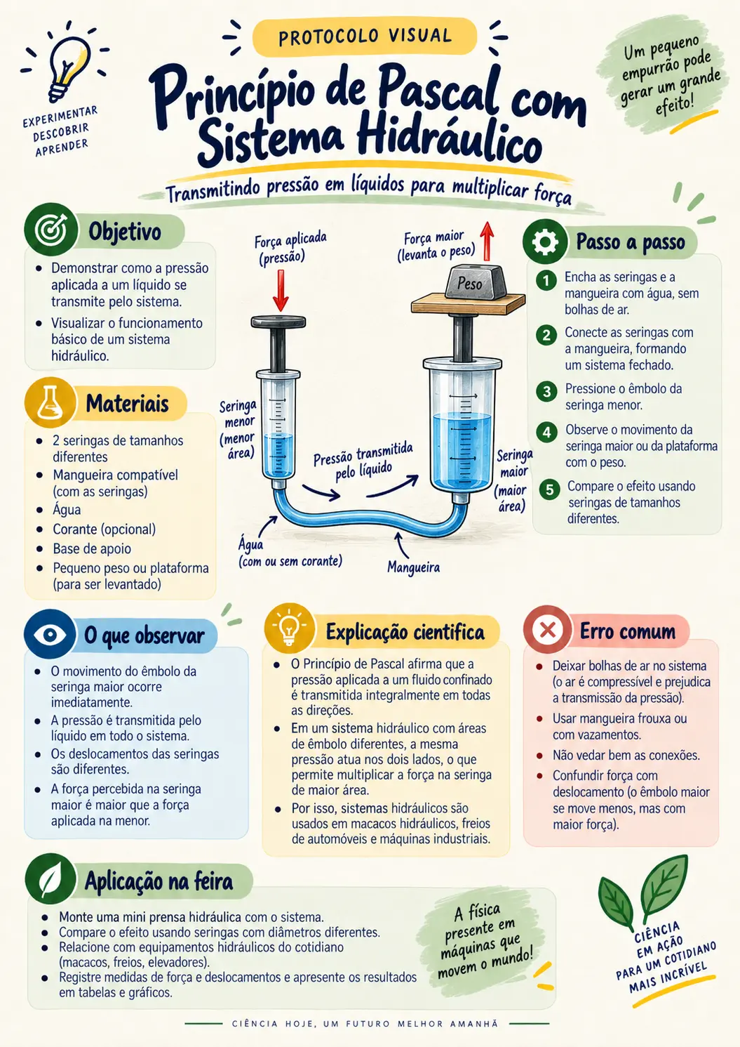 Princípio de Pascal com Sistema Hidráulico