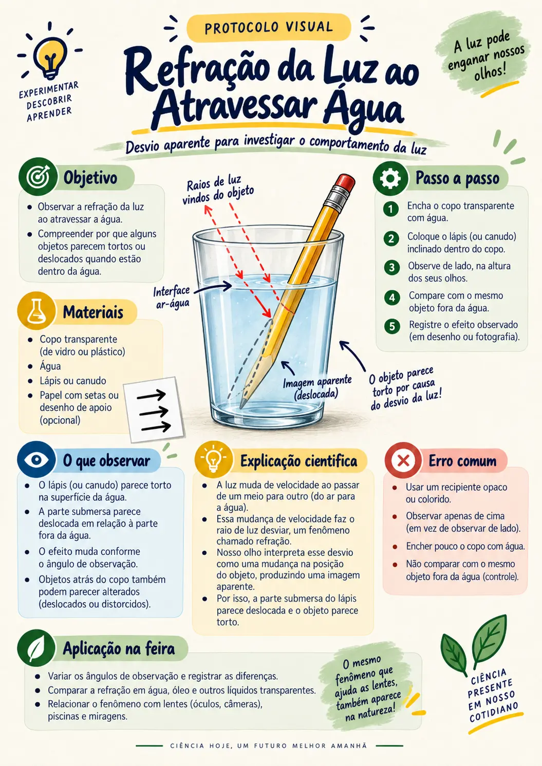 Refração da Luz ao Atravessar Água